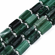 Natural Fuchsite Beads Strands, with Seed Beads, Faceted Column, 9~14x5~7x5~6mm, Hole: 1.2mm, about 15~17pcs/strand, 7.09 inch(18cm)(G-S376-011-1)