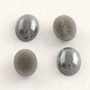 Pearlized Plated Opaque Glass Cabochons, Oval, Gray, 6x4x2mm(PORC-S804-4x6-41)
