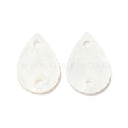 Natural Capiz Shell Links Connectors, Teardrop, White, 13x9x1mm, Hole: 1.4mm(BSHE-G029-17)