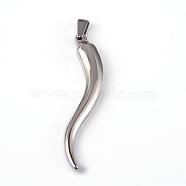 Tarnish Resistant 304 Stainless Steel Pendants, Stainless Steel Color, 45x12x6mm, Hole: 5.5x3.5mm(STAS-K087-09P)