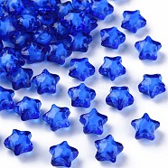 Transparent Acrylic Beads, Bead in Bead, Faceted, Star, Blue, 10.5x11x7mm, Hole: 2mm, about 1280pcs/500g(TACR-S152-01A-751)