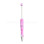 Valentine's Day Theme Heart Pattern Plastic with Iron Ball-Point Pen, Beadable Pen, for DIY Personalized Pen with Jewelry Beads, Pearl Pink, 147x11.5mm(FIND-D032-01D)