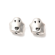 Halloween Tibetan Style Alloy Beads, Cadmium Free & Lead Free, Ghost, Antique Silver, 10x9x4.5mm, Hole: 1.2mm, about 769pcs/1000g(FIND-C043-063AS)