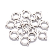 201 Stainless Steel Links connectors, Ring, Stainless Steel Color, 19x14.5x0.8mm, Hole: 1.6mm(STAS-L234-032P)