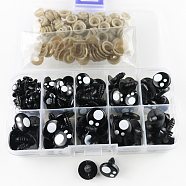 Flat Round Craft Plastic Doll Eyes Set, Stuffed Toy Eyes, Safety Eyes, with Donut Plastic Nose Washer, Doll Making Supplies, Black, Eye: 100pcs; Washer: 100pcs(X1-DOLL-PW0001-452)