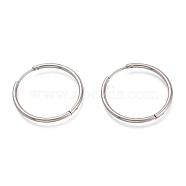 201 Stainless Steel Huggie Hoop Earrings, with 304 Stainless Steel Pin, Hypoallergenic Earrings, Ring, Stainless Steel Color, 23.5x1.5mm, 15 Gauge, Pin: 0.8mm(EJEW-O095-02C)