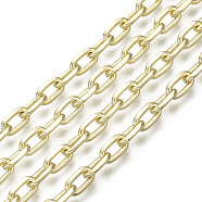 Unwelded Iron Paperclip Chains, Drawn Elongated Cable Chains, with Spool, Real 16K Gold Plated, Real 16K Gold Plated, 6x4x1.1mm, about 32.8 Feet(10m)/roll(CH-S125-21C-04)