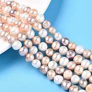 Natural Cultured Freshwater Pearl Beads Strands, Two Sides Polished, Mixed Color, 6~7x6.5~8x5.5~6.5mm, Hole: 0.7mm, about 53pcs/strand, 14.17 inch(36cm)(PEAR-T003-10D)