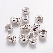 Iron Crimp Beads Covers, Cadmium Free & Lead Free, Silver Color Plated, Size: About 3mm In Diameter, Hole: 1.2~1.5mm(IFIN-H028-S)