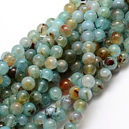 Dyed Natural Agate Round Beads Strands, Aqua, 10mm, Hole: 1mm, about 38pcs/strand, 14.5 inch(G-E321A-10mm-02)