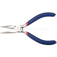 Jewelry Pliers, #50 Steel(High Carbon Steel) Short Chain Nose Pliers, Midnight Blue, 130x53mm(TOOL-PH0001-01A)