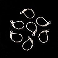 Iron Leverback Earring Findings, with Horizontal Loop, Stainless Steel Color, 13x13x2mm, Hole: 1.2mm, Pin: 0.8mm(EJEW-WH0014-02P)