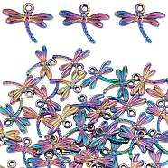 40Pcs Alloy Pendants, Cadmium Free & Lead Free, Dragonfly, Rainbow Color, 14x17.5x2mm, Hole: 1.4mm(FIND-SZ0003-18)