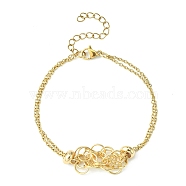 Ion Plating(IP) 304 Stainless Steel Macrame Pouch Empty Stone Holder for Link Braclets Making, with Slide Beaded and Brass Cable Chains, Real 18K Gold Plated, 6-3/4 inch(17.2cm)(BJEW-JB09559)