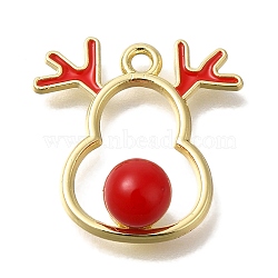 Christmas Theme Alloy Enamel Pendants, Golden, Deer, 18.5x18x1mm, Hole: 1.6mm(ENAM-B025-01C-01G)