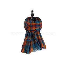 Knitting Wool Long Polyester Tartan Scarf, Couple Style Winter/Fall Warm Soft Scarves, Orange Red, 169~210x61cm(COHT-PW0001-38P)