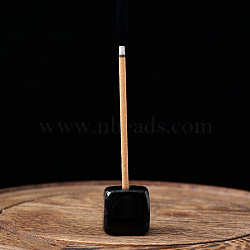 Natural Obsidian Incense Burners, Sqaure Incense Holders, Home Office Teahouse Zen Buddhist Supplies, 15~20mm(INBU-PW0001-17E)