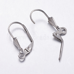 304 Stainless Steel Hoop Earrings, Leverback Hoop Earrings, Stainless Steel Color, 19.5x11x5.5mm, Hole: 1.5mm, pin: 0.8mm(X-STAS-K146-037-19.5mm)