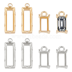 Unicraftale 8Pcs 4 Styles 304 Stainless Steel Pendant Rhinestone Settings, for Pointed Back Rhinestone, Open Back Bezel, Rectangle, Golden & Stainless Steel Color, Tray: 10~15.5x5mm, 14.5~19.5x7x4~5mm, Hole: 1.8~2mm, 2pcs/style(STAS-UN0038-11)