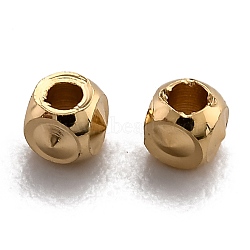 Brass Beads, Long-Lasting Plated, Cube, Real 24K Gold Plated, 2x2x2mm, Hole: 1mm(KK-H759-05A-G)