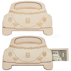 Unfinished Wood Money Gift Holder, for Desktop Ornament, Car, 78x128x8.5mm(AJEW-WH0270-304A)