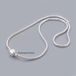 Brass European Style Necklaces, with Brass Clasp without Sign, Silver Color Plated, Necklace: about 45cm long(excluding the length of clasp)(PPJ008-S)