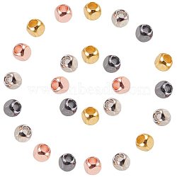 Cube Brass Spacer Beads, Mixed Color, 3x3x3mm, Hole: 2mm, 30pcs/color, 120pcs/box(KK-PH0034-78)