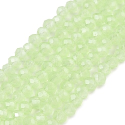 Glass Beads Strands, Imitation Jade, Faceted, Rondelle, Pale Green, 2.3~2.7x1.5mm, Hole: 0.4mm, about 150~155pcs/strand, 32~33cm(EGLA-A044-J1mm-D08)