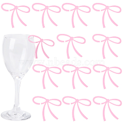 24Pcs Acrylic Wine Glass Charms, Pink, Bowknot, 51.5x59.5x1.5mm(AJEW-SC0031-70)