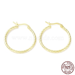 925 Sterling Silver Hoop Earrings, Twisted Round Ring, with S925 Stamp, Real 18K Gold Plated, 28x2x26mm(EJEW-K258-03B-G)