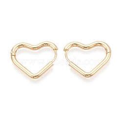 304 Stainless Steel Hoop Earrings, Heart, Real 18K Gold Plated, 20~20.5x24x2.5mm(STAS-T074-52G)