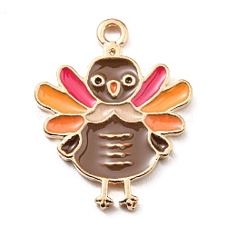 Thanksgiving Day Alloy Enamel Pendants, Light Gold, Turkey, 22.5x18x1.5mm, Hole: 1.8mm(ENAM-D060-03H-KCG)