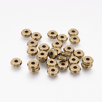 Tibetan Style Alloy Beads, Lead Free & Cadmium Free, Antique Bronze Color, about 8mm in diameter, 3mm thick, hole: 2mm