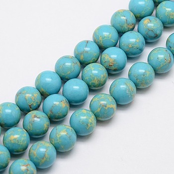 Synthetic Imperial Jasper Beads, Dyed, Round, Sky Blue, 12mm, Hole: 1mm, about 33pcs/strand, 15.7 inch