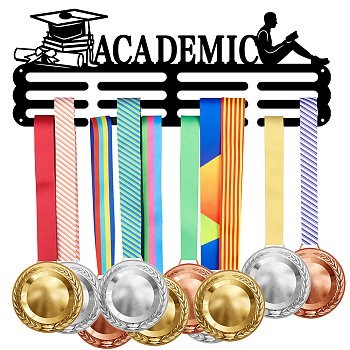 Academic Theme Iron Medal Hanger Holder Display Wall Rack, with Screws, Book Pattern, 150x400mm