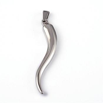 304 Stainless Steel Pendants, Stainless Steel Color, 45x12x6mm, Hole: 5.5x3.5mm
