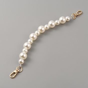 Resin Imitation Pearl Bead Bag Straps, with Zinc Alloy Swivel Clasp, for Handbag Handle Replacement Accessories, Light Gold, 30cm