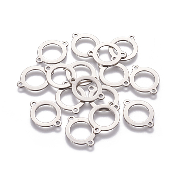 201 Stainless Steel Links connectors, Ring, Stainless Steel Color, 19x14.5x0.8mm, Hole: 1.6mm