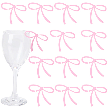 24Pcs Acrylic Wine Glass Charms, Pink, Bowknot, 51.5x59.5x1.5mm