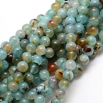 Dyed Natural Agate Round Beads Strands, Aqua, 10mm, Hole: 1mm, about 38pcs/strand, 14.5 inch