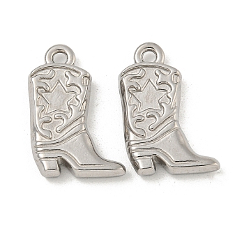 Non-Tarnish 304 Stainless Steel Pendants, Boots with Star Charm, Stainless Steel Color, 20x13x3mm, Hole: 1.8mm