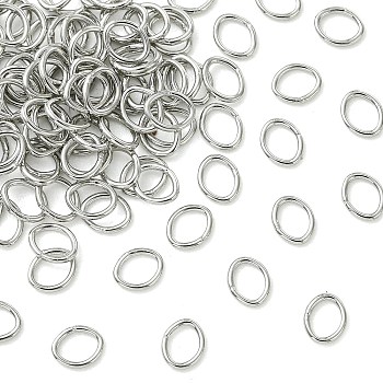 SHEGRACE Brass Closed Jump Rings, Oval, Cadmium Free & Lead Free & Nickel Free, Real Platinum Plated, 5x6x0.8mm, Inner Diameter: 3.4x5mm, 20 Gauge