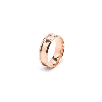 201 Stainless Steel Grooved Finger Ring Settings, Ring Core Blank, for Inlay Ring Jewelry Making, Rose Gold, US Size 12 3/4(22mm), 8mm, Ring Groove: 4.3mm