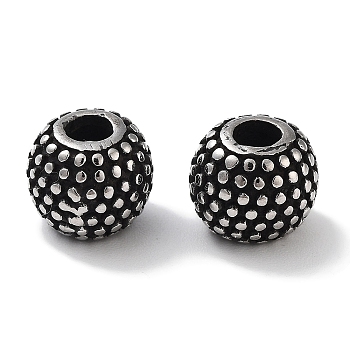 304 Stainless Steel Beads, Round, Antique Silver, 8x6.5mm, Hole: 2.5mm