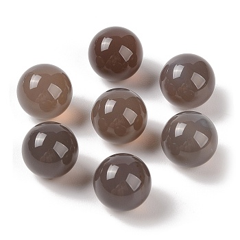 Natural Grey Agate No Hole Sphere Beads, Round, 14mm