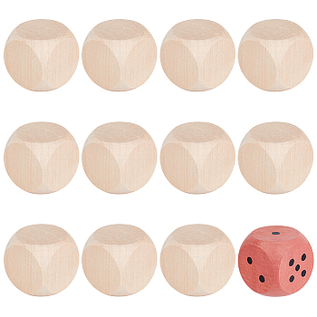 Unfinished Wood Blank Dice, Craft Supplies, BurlyWood, 40x40x40mm