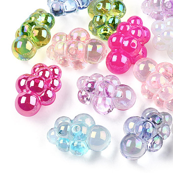 Transparent Acrylic Beads, AB Color Plated, Cloud, Mixed Color, 33x22.5x16.5mm, Hole: 2mm