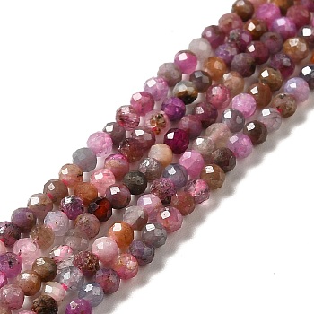 Natural Red Corundum/Ruby and Sapphire Beads Strands, Faceted, Round, 2mm, Hole: 0.4mm, about 193pcs/strand, 15.35''(39cm)