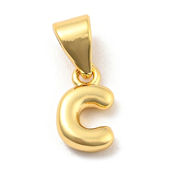 Brass Charms, Real 18K Gold Plated, Long-Lasting Plated, Lead Free & Cadmium Free, Letter Charm, Letter C, 9x6.5x2mm, Hole: 5x3.5mm