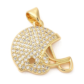 Brass Micro Pave Cubic Zirconia Pendants, Lead Free & Cadmium Free, Long-Lasting, Real 18K Gold Plated, 17.5x19x3.5mm, Hole: 4.5x3.5mm